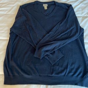 LL Bean Men’s Cotton Cashmere Long Sleeve V-Neck Sweater, XXL Reg, Navy Blue
